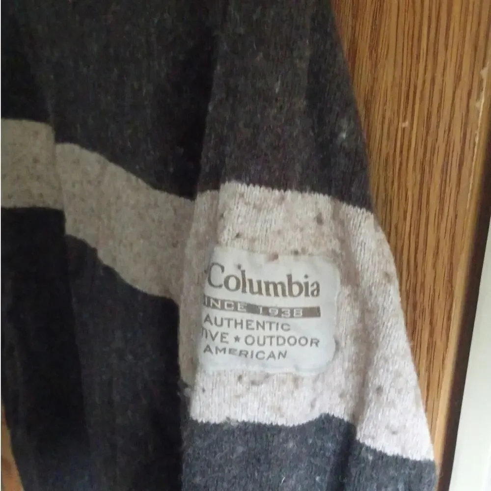 Columbia Mens XL Brown Wool Blend Crewneck Sweater Cabin Gorpcore Stripe Lodge